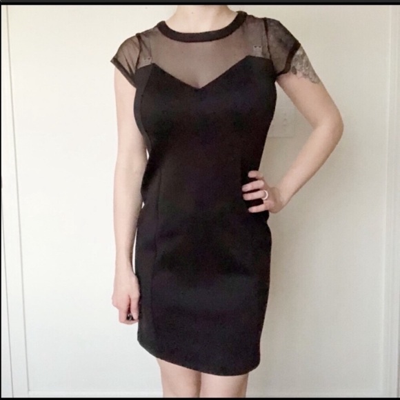 BONGO Dresses & Skirts - Bongo Black Dress Sheer Neckline Size Large NWT
